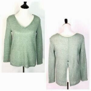 Others Follow Fuzzy Knit V-Neck Sweater With Lace Trim And Back Cut Out Size XS